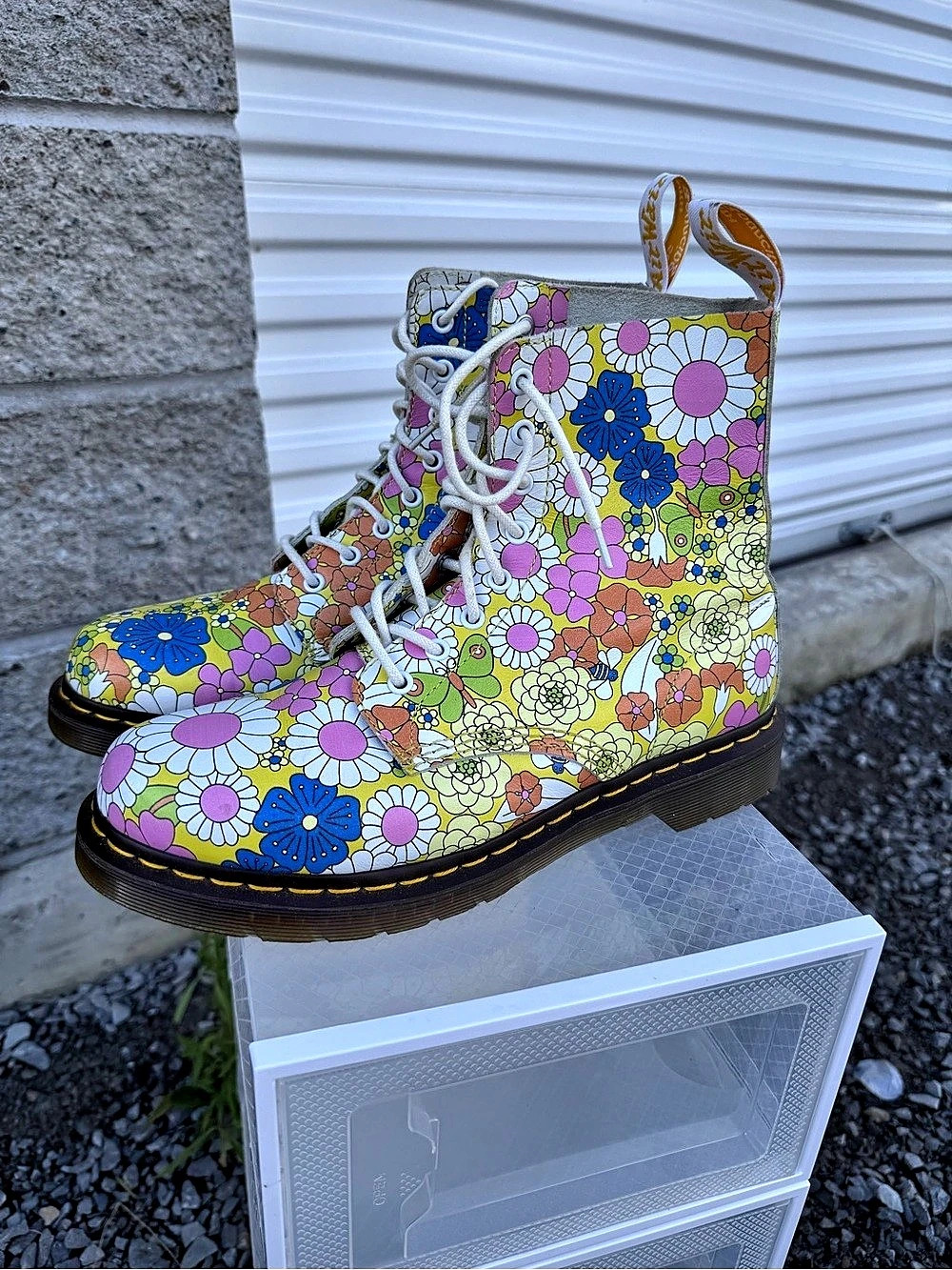Dr. Martens 1460 Pascal Floral Clash Floral Combat Boots Multicolor US 11
